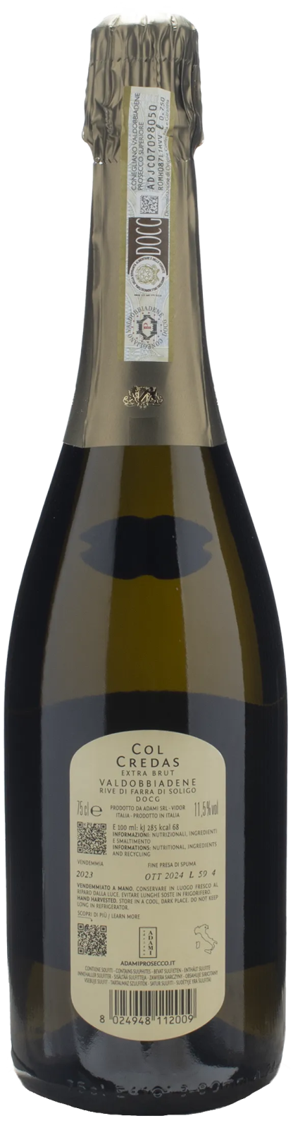 Adami Valdobbiadene Prosecco Col Credas Rive di Farra di Soligo Extra Brut 2023 - immagine 2