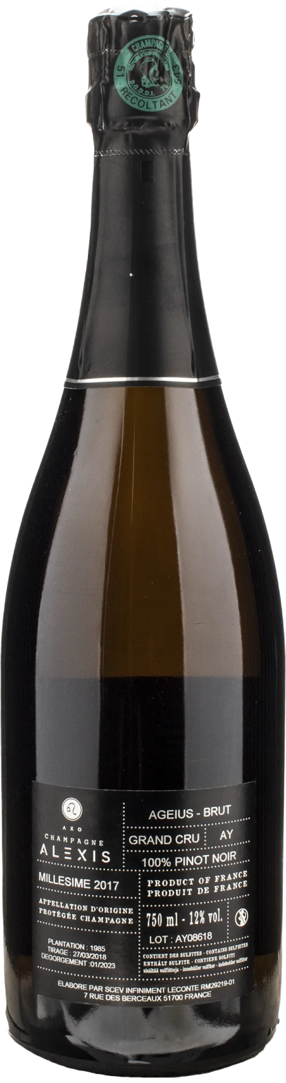 Alexis Champagne Grand Cru Ay Pinot Noir Aegius Brut Millesime 2017 - immagine 2