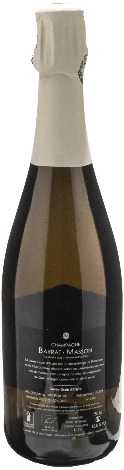 Barrat - Masson Champagne Grain d'Argile Brut Nature - immagine 2