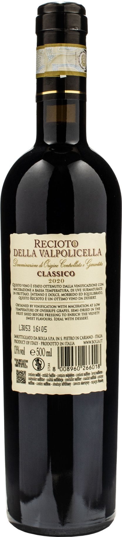 Bolla Recioto Valpolicella Classico 0.5L 2020 - immagine 2