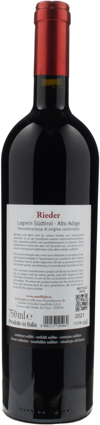 Castelfeder Lagrein Rieder 2021 - immagine 2