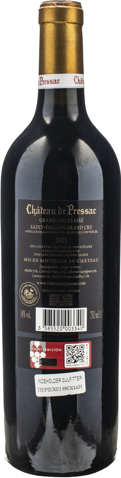 Chateau de Pressac Saint Emilion Grand Cru Classé 2021 - immagine 2