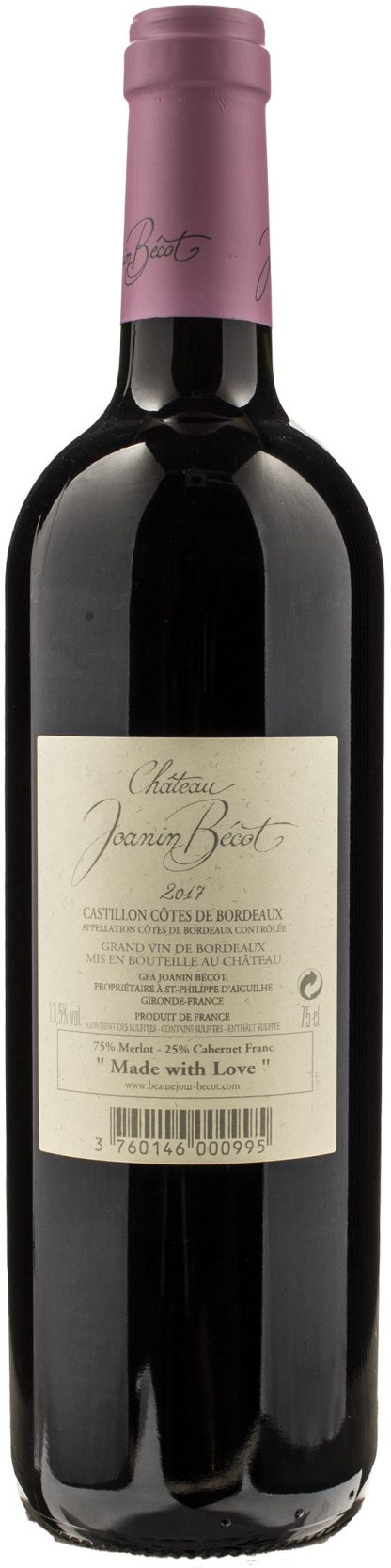 Chateau Joanin Becot Castillon Cotes de Bordeaux 2017 - immagine 2