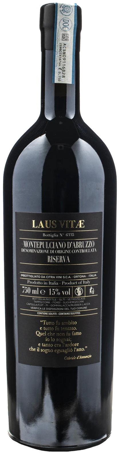 Codice Citra Montepulciano d'Abruzzo Laus Vitae Riserva 2019 - immagine 2