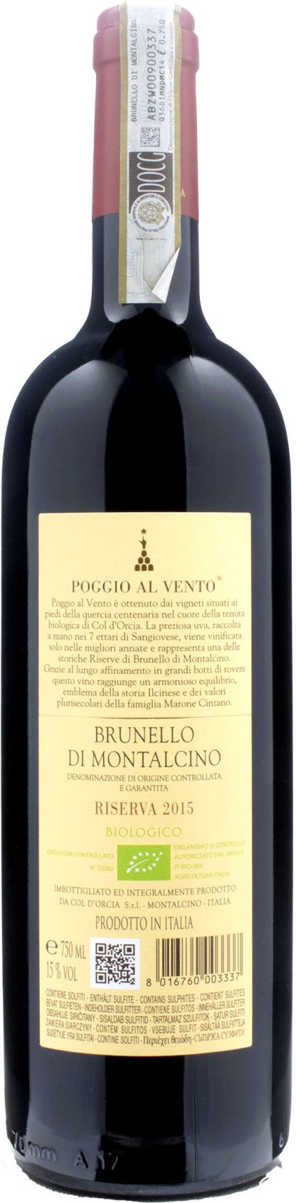 Col D'Orcia Brunello di Montalcino Poggio al Vento Riserva 2015 - immagine 2