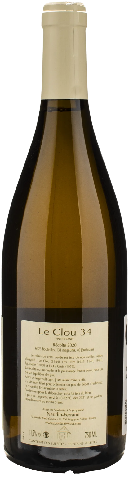 Domaine Naudin-Ferrand Aligoté Le Clou 34 2020 - immagine 2