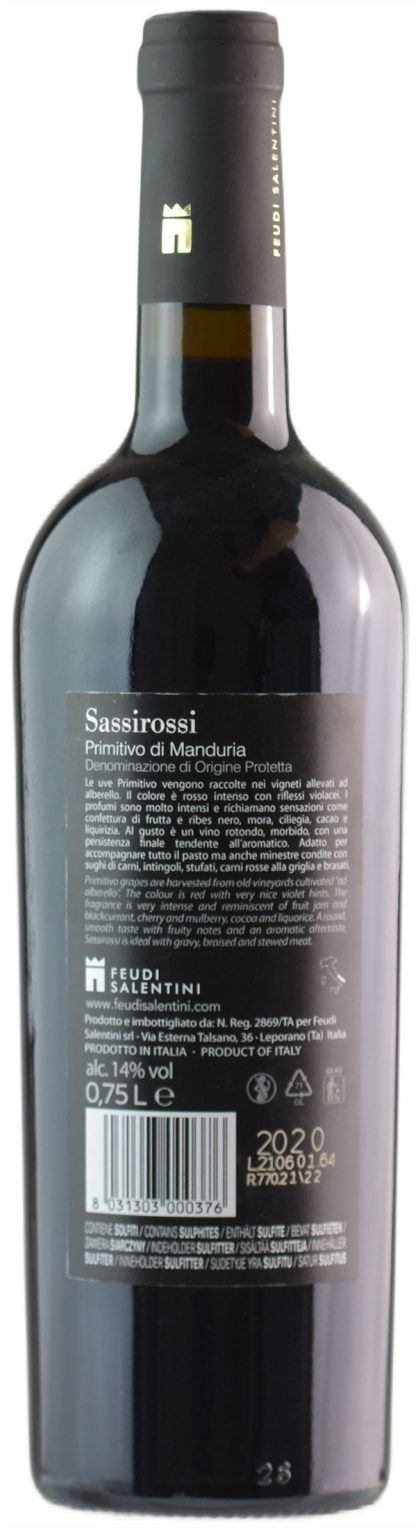 Feudi Salentini Primitivo di Manduria Sassirossi 2020 - immagine 2