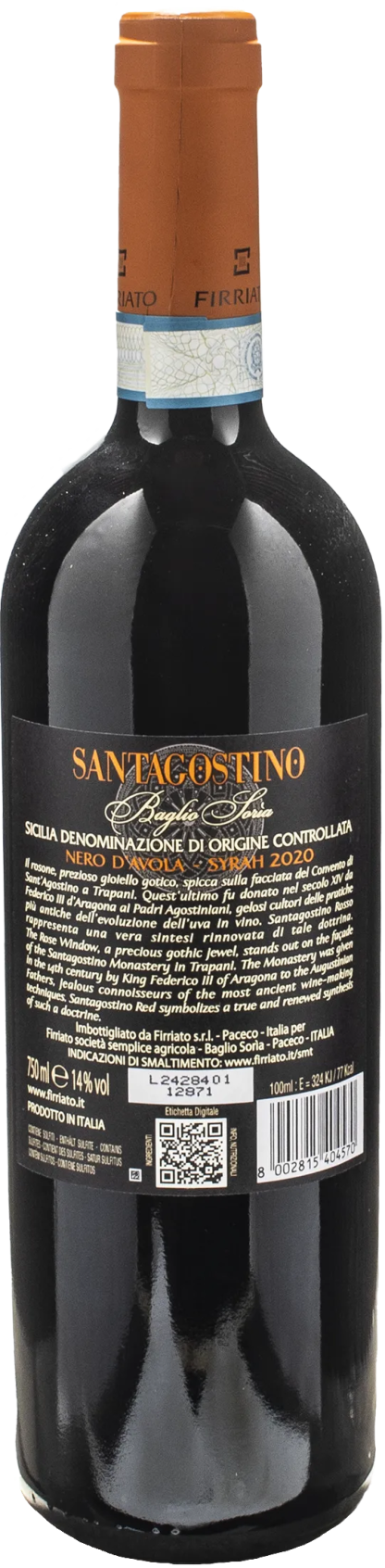 Firriato Santagostino Baglio Soria Rosso 2020 - immagine 2