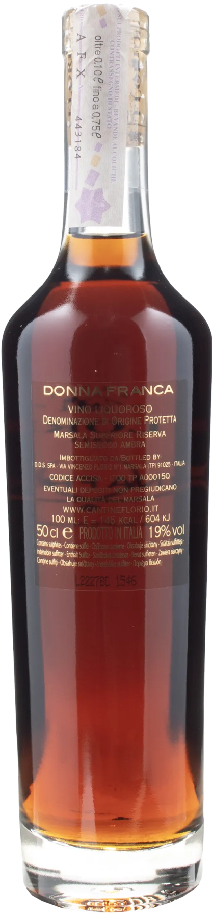 Florio Donna Franca Vino Liquoroso Marsala Superiore Riserva Semisecco Ambra 0.5L - immagine 2