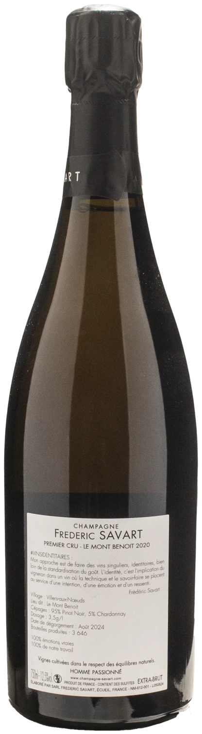 Frederic Savart Champagne Premier Cru Le Mont Benoit Villers Aux Noeuds Extra Brut 2020 - immagine 2