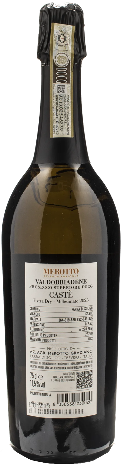 Graziano Merotto Valdobbiadene Prosecco Superiore Castè Extra Dry Millesimato 2023 - immagine 2