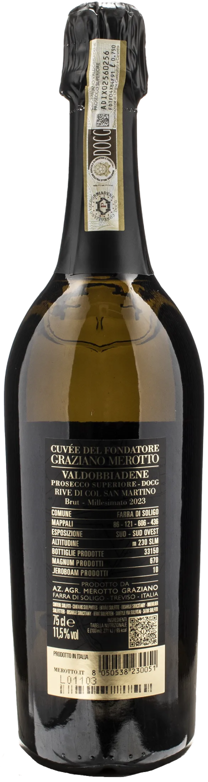 Graziano Merotto Valdobbiadene Prosecco Superiore Rive Col San Martino Cuvée del Fondatore 2023 - immagine 2