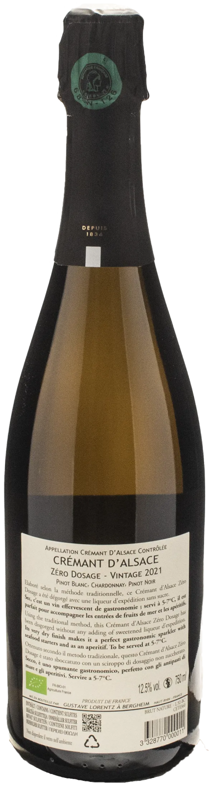 Gustave Lorentz Cremant d'Alsace Zero Dosage 2021 - immagine 2