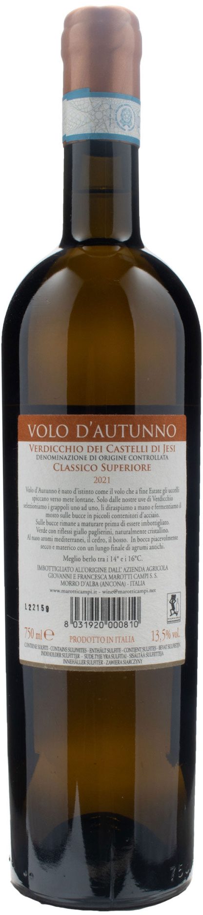 Marotti Campi Verdicchio Dei Castelli Di Jesi Classico Superiore Volo d'Autunno 2021 - immagine 2