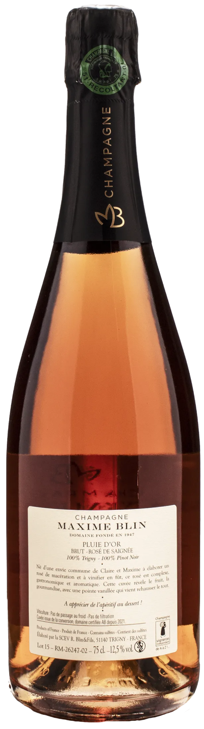 Maxime Blin Champagne La Pluie d'Or Rose de Saignee Blanc de Noirs Brut - immagine 2