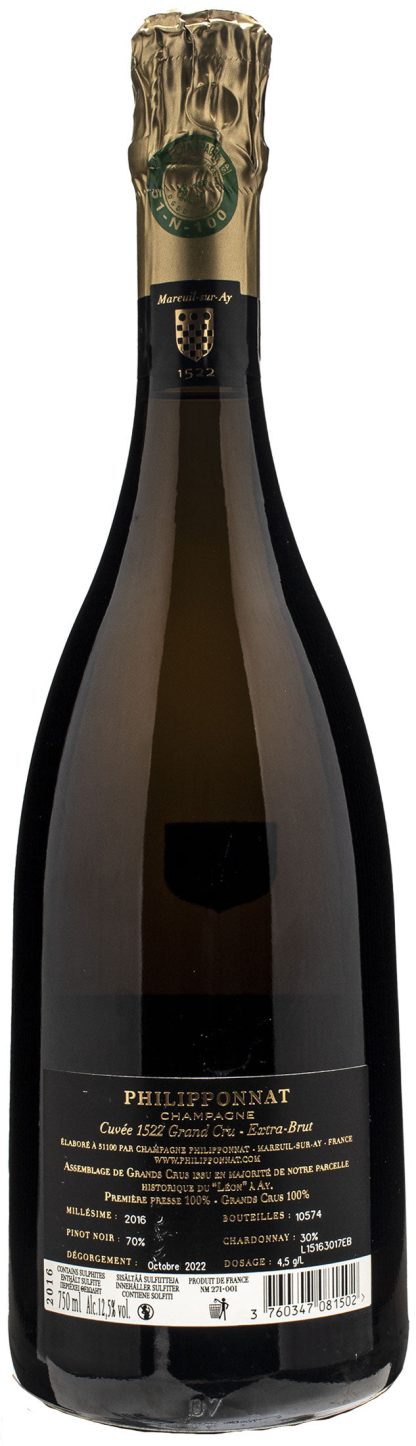 Philipponnat Champagne 1522 Grand Cru Extra Brut 2016 - immagine 2