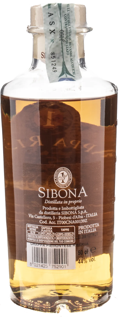 Sibona Grappa Reserve Rum Wood Finish 0.5L - immagine 2