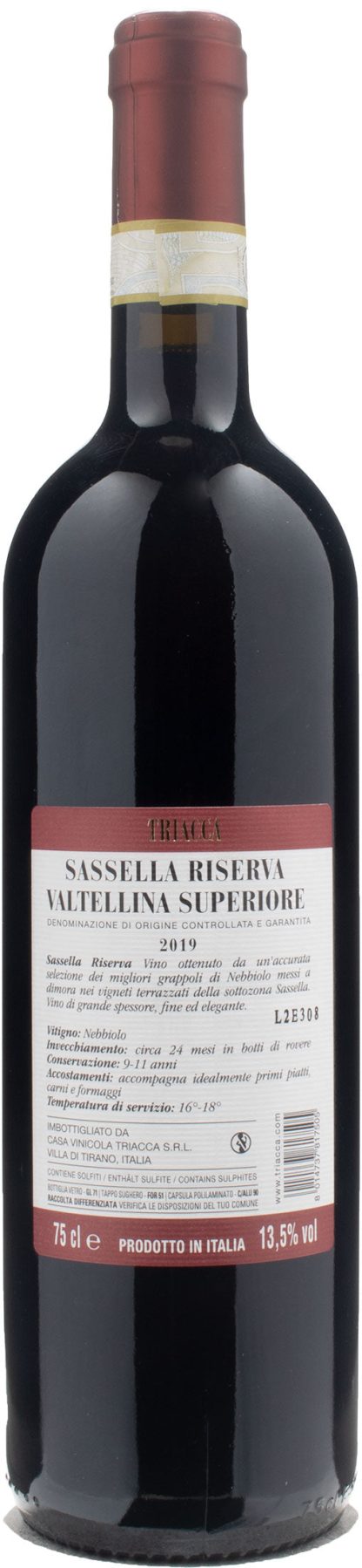 Triacca Valtellina Superiore Sassella Riserva 2019 - immagine 2