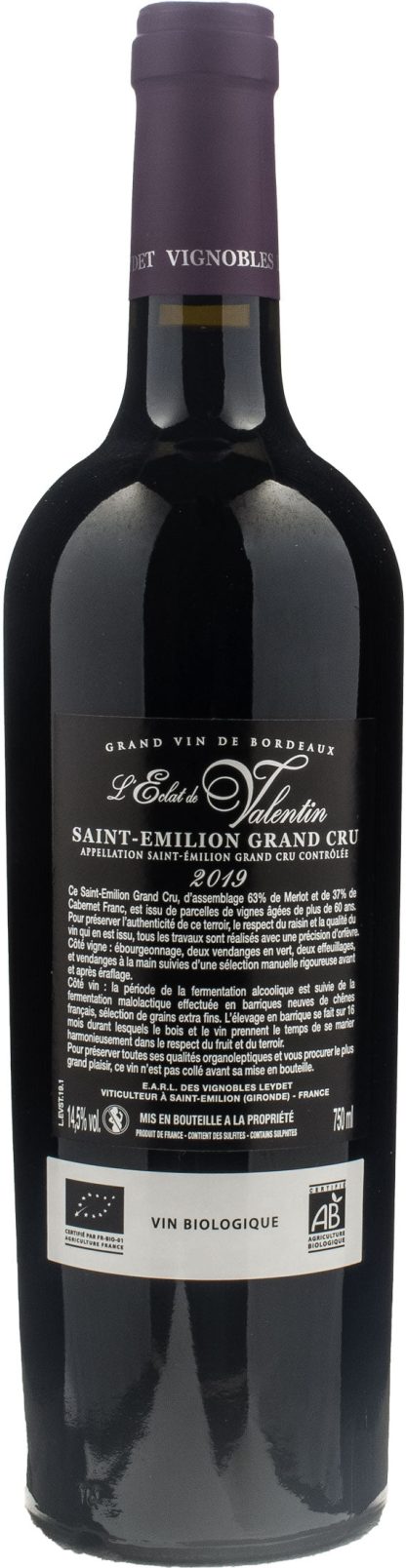 Vignobles Leydet Saint Emilion Grand Cru L'Eclat de Valentin 2019 - immagine 2